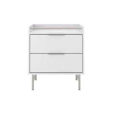 Imagem de Mesa de Cabeceira 2 Gavetas Yves para Quarto Sala (Branco Fosco)