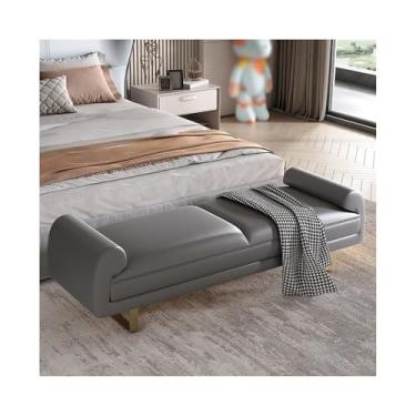 Imagem de LICONG-2019 Banqueta de extremidade leve luxo quarto mestre cabeceira banco entrada sapato banco sala de estar sofá longo banco vestiário roupas banco longo (cinza escuro)