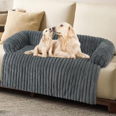 Imagem de Luxuosa cama de sofá-cama, capa de sofá para cães lavável, protetor de sofá removível para cães, à prova d'água, cama de cachorro para sofá, capa de sofá para sofá, cama de cachorro (cinza, GG)