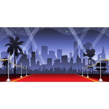 Imagem de Yeele Cenários de tapete vermelho de 6 x 3 metros para fotografia, flash, estrelas, mostrando o tempo, faixa de decoração de festa para crianças, bebê, cabine de fotos, adereços de estúdio de vinil