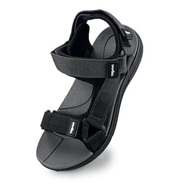 Imagem de TISGOTAN Sandálias Infantis Menino Verão Esportes Sandálias Alças Ajustáveis Criança Pequena Criança Grande, Preto, cinza, 3 Big Kid