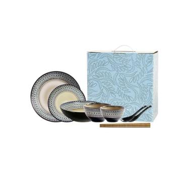 Imagem de Placa de cerâmica europeia retrô para uso doméstico simples para mudança de estufa - 12 peças para duas pessoas