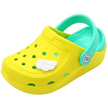 Imagem de dripdrop Pantufas infantis confortáveis para meninas, sem cadarço, sandálias aquáticas, leves para meninos, verão, piscina, praia (bebê/crianças pequenas), Yellowwing, 5 Toddler