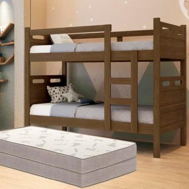 Imagem de Beliche Jaspe Completa com 2 Colchões D33, Tranformável em Camas de Solteiro, Suporta 100kg por Cama (Legno)