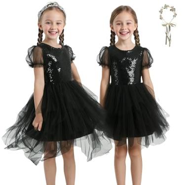 Imagem de Vestido de formatura tutu de malha de lantejoulas rosa para concurso de casamento, Páscoa, aniversário, Natal, chá de tule, vestido brilhante, Lantejoulas pretas, 7-8 Anos