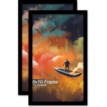 Imagem de FULDGAENR Conjunto de 2 porta-retratos 15 x 25 cm, molduras pretas para certificado de pôster de fotos de 15 x 25 cm, moldura de parede/mesa de alta transparência com visor vertical horizontal (pacote