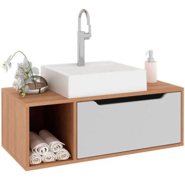 Imagem de Gabinete de Banheiro 80 cm com Cuba 1 Porta e Nicho - Tecnomobili, Amê