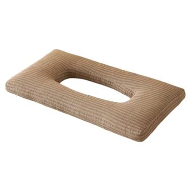 Imagem de YWJLQH Travesseiro de dormir lateral, pescoço e cabeça, respirável, portátil, protetor auricular macio, travesseiro para relaxamento, protetores auriculares, CafÉ