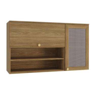 Imagem de Armário Aéreo 120cm com Tela e Nicho 2 Portas Botanic Kappesberg - Nog