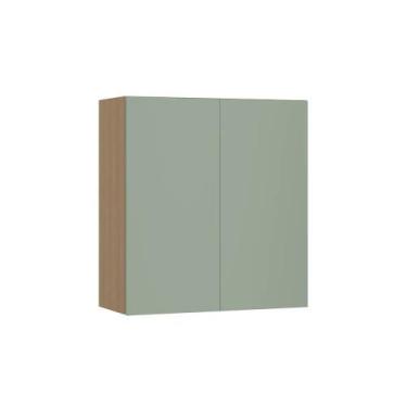 Imagem de Armário de Parede Modulado 80cm 2 Portas Slim Luciane, Freijó/Verde Ja
