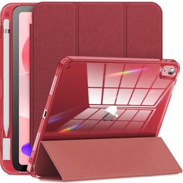 Imagem de INFILAND Compatível com iPad (A16) 11ª geração 2025, capa 2025, iPad 10ª geração 2022 10,9 polegadas, capa protetora fina transparente com suporte para Apple Pencil, adaptador de carregamento (vinho