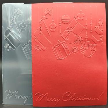 Imagem de Pasta de plástico em relevo 12 x 17 cm, presentes de Feliz Natal, artesanato em papel, impressões texturizadas de plástico para fazer cartões, scrapbooking