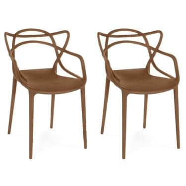 Imagem de Kit 2 Cadeiras de Jantar Allegra Prática Empilhável - Marrom