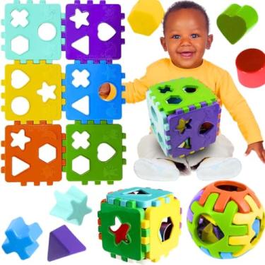 Imagem de Mix Brinquedos Educativos Bebê Kit Cubos Encaixe peças Volante Musical xilofone Escolha Seu Presente natal Ideal caranguejo fujão pinguim para banho criança 1 ano (Kit cubos)