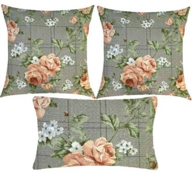 Imagem de Kit 3 Almofadas Composê Nicole Pêssego Impermeável - Sua Casa Decor