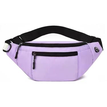 Imagem de Pochete transversal para homens e mulheres, bolsa de cintura moderna com alça ajustável para atividades ao ar livre, bolsa de cinto casual para viagens, caminhada, corrida, Roxo claro