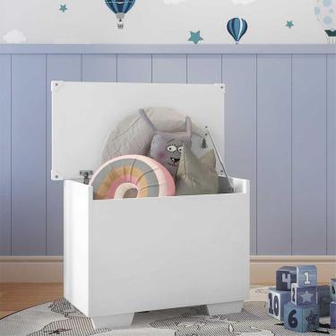 Imagem de Baú Organizador Caixa de Brinquedos Pés Quadrados Multimóveis Branco
