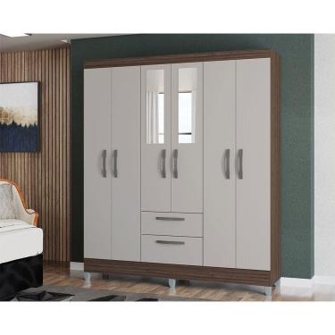 Imagem de Guarda Roupa Multi Com 6 Portas E 2 Gavetas Poquema Chocolate/offwhite