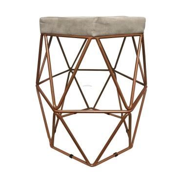Imagem de 2 Puffs Decorativo Hexagonal Aramado Cobre Suede Bege