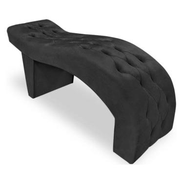 Imagem de Maca Estofada Capitonê Clínica Salão Estética Suede Eduarda Preto