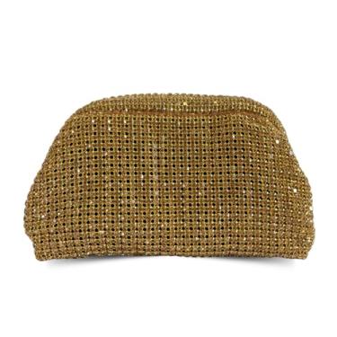 Imagem de Bolsa Clutch Festa Strass, Alça Corrente Removível, 21x13x6 cm, Carteira Elegante para Casamentos e Eventos, Dourado (Dourado)