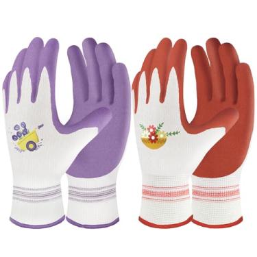 Imagem de Velway 6 Pares De Luvas Jardinagem Para Mulheres - Proteção Jardim Com Revestimento Borracha Respirável E Áreas Externas Aderência, Presentes, Vermelho Roxo, Grande