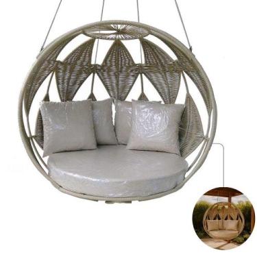 Imagem de Sofá Balanço Ninho Suspenso Modelo Berlim Alumínio Corda Náutica - Nos