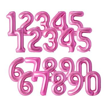 Imagem de 20 peças de balões de alumínio rosa com número de 40,6 cm, 2 conjuntos de 0 a 9, faixa de balões metálicos Mylar, alfabeto para formatura, Ano Novo, decorações de festa de aniversário