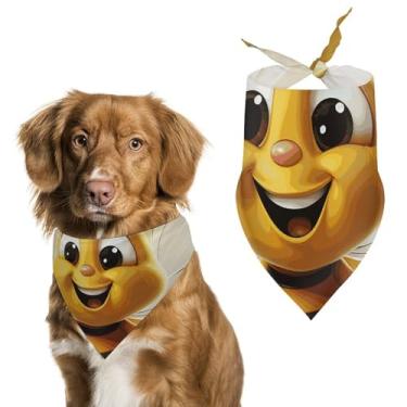 Imagem de Cachecol triângulo de poliéster estampado Honey Bee – Tamanho único (70 x 30 cm)