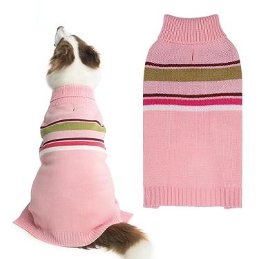 Imagem de PAWCHIE Suéter de cachorro para meninas e meninos de tamanho grande, casaco quente, gola rolê, roupas grossas com orifício para trela, roupa de malha elástica para filhotes de gatos pequenos a grandes