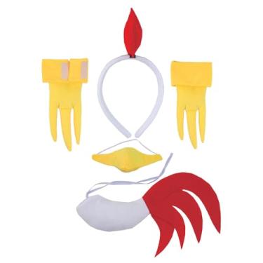 Imagem de UGPLM Conjunto de bandana de pintinho de páscoa, fantasia de animal 3d de frango, acessórios fofos de novidade para festa, cosplay, adereços de natal, 5 peças