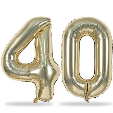 Imagem de Champagne Gold Number 40 Birthday Balloons, 40 Inch Large Light Gold Foil Number 4 and 0 Balloons for Women, 40th Birthday Balloons for 40 Year Old Birthday Anniversary Party Decorations Supplies