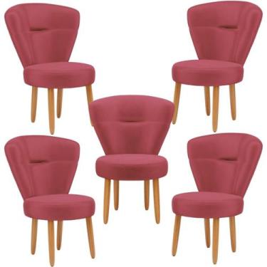 Imagem de Conjunto 5 Cadeiras para Sala de Espera Cozinha Decorativa Tecido Velu