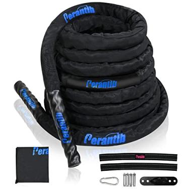 Imagem de Perantlb Corda de batalha pesada 100% poliéster Dacron – 3,8 cm, 7,8 m, 1,5 m de comprimento – Manga protetora durável atualizada – Ginásio Muscular Tonificação Metabólica Exercício Fitness – Kit de