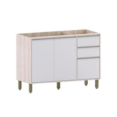 Imagem de Balcão de Pia sem Tampo para Cozinha 120cm 2 Portas e 3 Gavetas Art Luciane Móveis