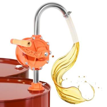 Imagem de Bomba de tambor de 15-55 galões, bomba de barril rotativo manual de 13 GPM, bombas de transferência de líquido de óleo de aço inoxidável 304 resistentes à corrosão para água, gasolina, diesel