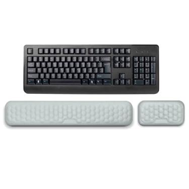 Imagem de TRAGLO Apoio de Pulso Ergonômico, Almofada de Apoio de Pulso em Espuma de Memória Macia para Teclado, 2 Peças de Apoio de Braço e Cotovelo para Escritório, Trabalho e Jogos(Gray)