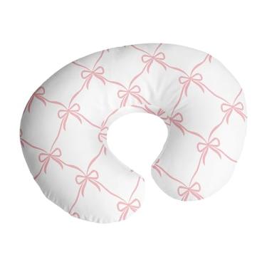 Imagem de Sweet Jojo Designs Capa de almofada de amamentação para bebês (laços rosa) para meninas, berçário de bebês/recém-nascidos, capa para amamentação, fronha de amamentação - travesseiro não incluído (para