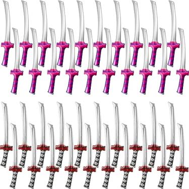 Imagem de Fahacop Pacote com 40 espadas de samurai infláveis de 76 cm, espada ninja, brinquedo katana inflável para festa de natação na piscina, 2 cores