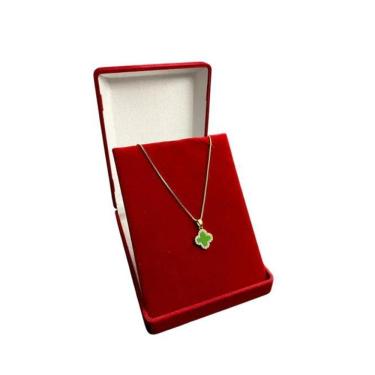 Imagem de Cordão Feminino 1Mm Flor Verde - Banhado A Ouro 18K