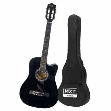 Imagem de Violão Cordas de Aço Cutway MXT Iniciante Estudante + Bolsa Capa, Pret