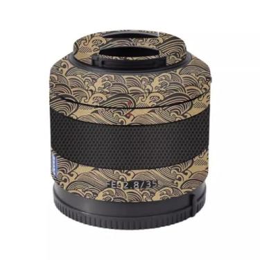 Imagem de Adesivo de câmera antiarranhões com tampa de lente para Sony FE 35 mm F2.8 Película protetora decalque 35 2,8 (ouro onda)