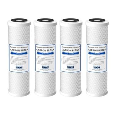 Imagem de IPW Industries Inc. | Pacote com 4 filtros de bloco de carbono/carbono ativado WaterPur (CCI-10-CLW) para substituição de filtro de água por osmose reversa e purificador de água