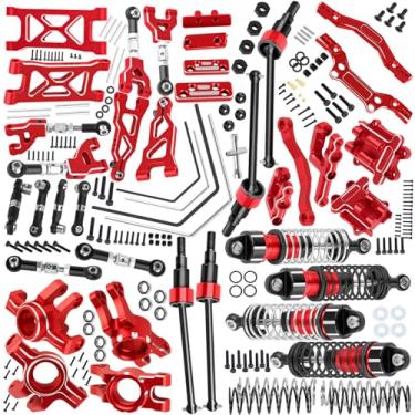 Imagem de hopsupRC Upgrade Parts for 1/16 Mojave GROM 223S DSC 4X4 RTR,RC Shock& Arms&Drive Shaft CVD&Steering Knuckle Kit&Shock Tower&Adjustable Links&Steering Block&RC Gearbox&Sway Bar Kit,Red