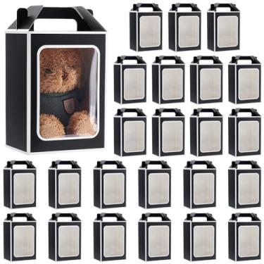 Imagem de BENECREAT 24 peças de sacos de presente de papel kraft, 24 x 17 x 13 cm, sacolas de papel com janela transparente, caixas de presente para loja, varejo, chá de panela, festivais, festa (preto)