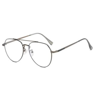 Imagem de Armação de óculos da moda, masculina e feminina, armação de metal elíptica, ultraleve, anti-luz azul, lentes transparentes, armação, C