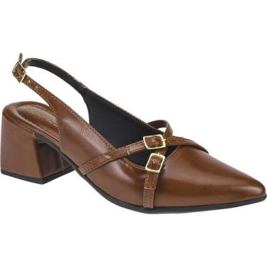Imagem de Sapato Slingback Bico Fino Scarpin Feminino Salto Grosso - LAZZLU, Car