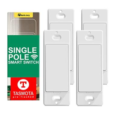Imagem de Interruptor inteligente TASMOTA da Martin Jerry | ESP8266 2.4GWiFi, interruptor de luz inteligente para assistente doméstico | Dispositivos domésticos inteligentes WiFi, design compacto, pacote com 4