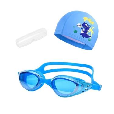 Imagem de Kit Óculos, Estojo e Touca de Natação Infantil Hero Band, Azul piscina
