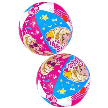 Imagem de TOY DEALS Bolas de praia infláveis grandes da USA Brbie para crianças, pacote com 2, brinquedos de praia para meninas e crianças, jogos de sinuca, brinquedo de bilhar 2+ (BRBIE-2PK)